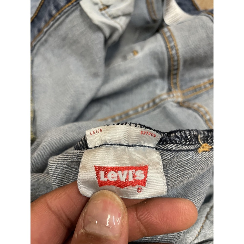 Levis 501 Jeans Mens 42x30 Medium Wash Blue Straight Leg Button Fly Distressed - Picture 10 of 16
